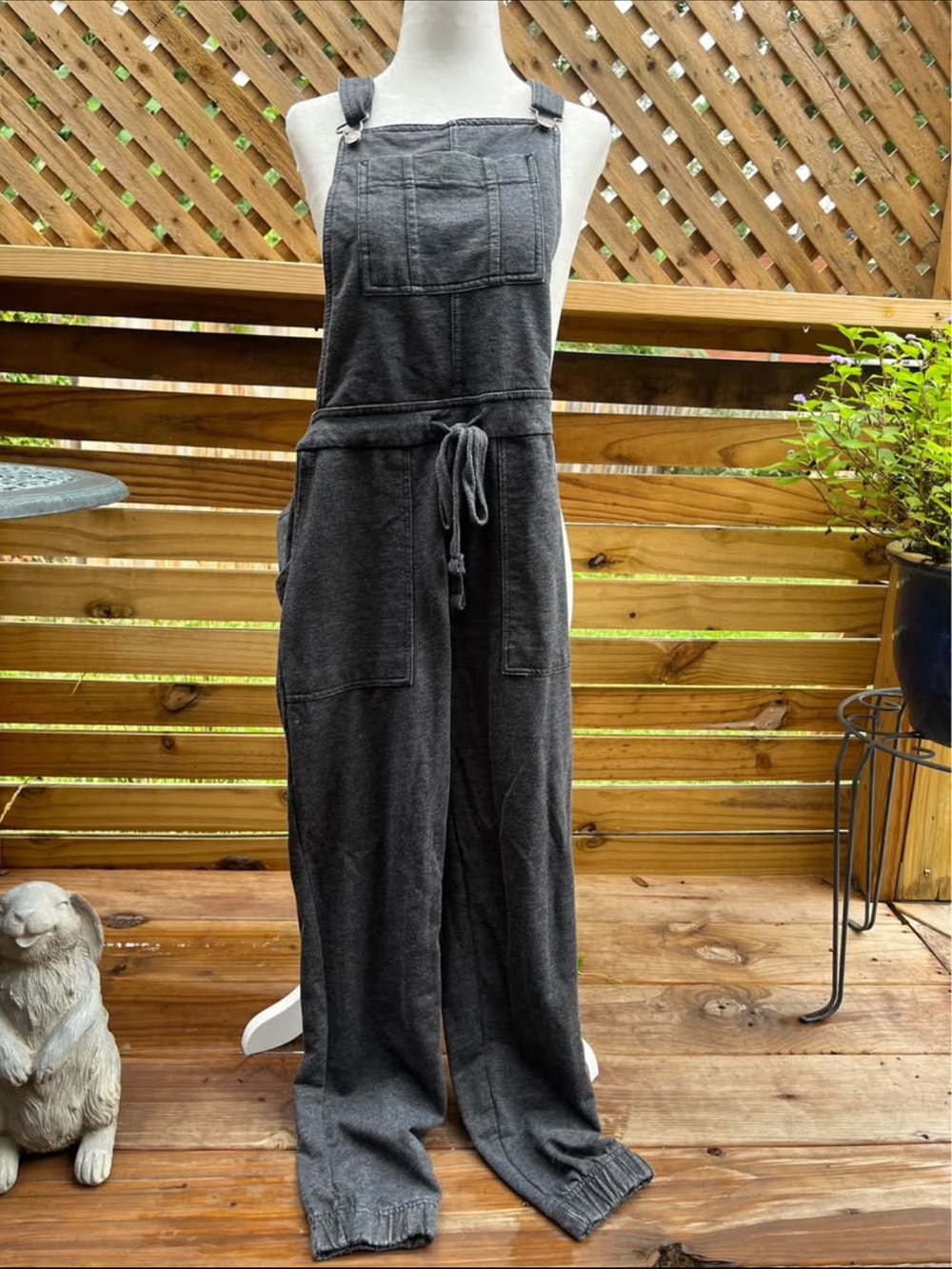 Wallflower Charcoal Gray Drawstring Overall Jumpsuit